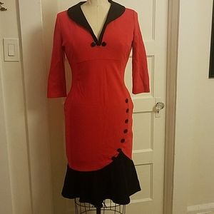 Vintage-Inspired Red Wiggle Dress